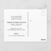 Modernes New Year Pink Baby Girl Birth Foto Postkarte (Rückseite)