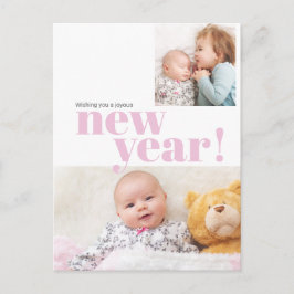 Modernes New Year Pink Baby Girl Birth Foto Postkarte