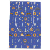 Modernes New York City Pattern Blau Mittlere Geschenktüte (Rückseite)