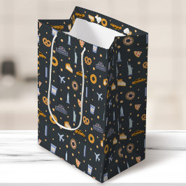 Modernes New York City Pattern Space Grau Mittlere Geschenktüte