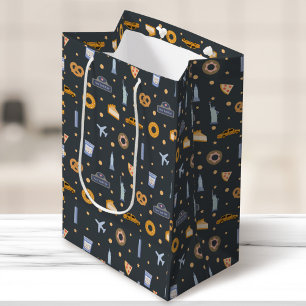 Modernes New York City Pattern Space Grau Mittlere Geschenktüte