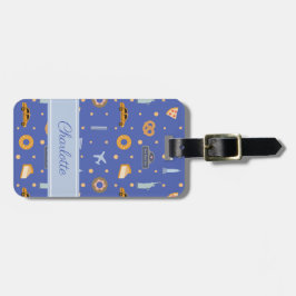 Modernes New Yorker Stadtmuster Royal Blue Name Gepäckanhänger