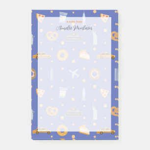 Modernes New Yorker Stadtmuster Royal Blue Name Post-it Klebezettel