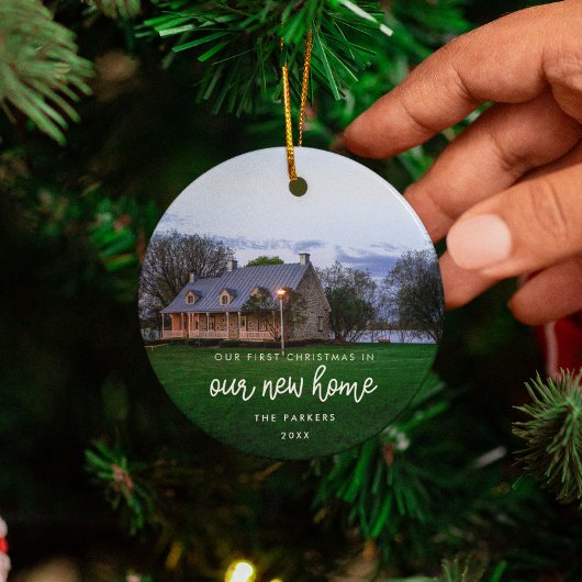 Modernes New Zuhause First Christmas Foto Keramik Ornament