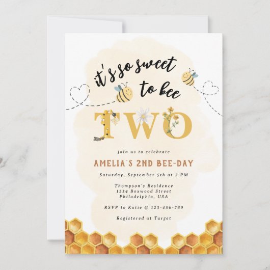 Modernes Niedlich Es ist so süß, zwei 2. Geburtsta Einladung (Vorderseite)