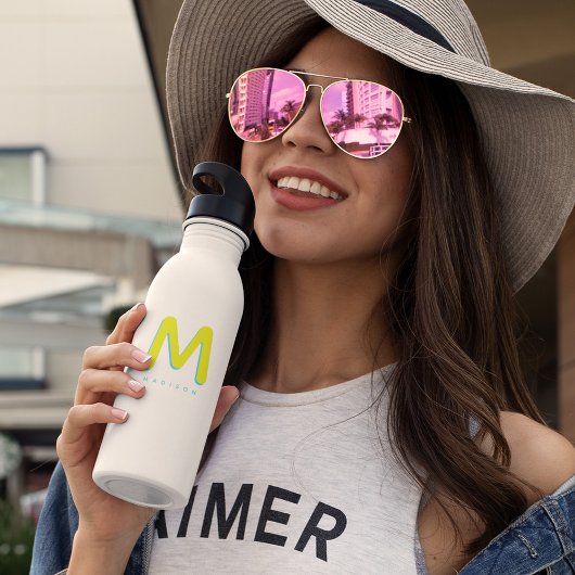 Modernes Niedlich Fun Groovy Retro Monogram Edelstahlflasche