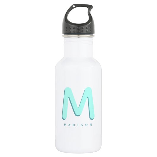 Modernes Niedlich Fun Individuelle Name 3D Monogra Edelstahlflasche (Vorderseite)