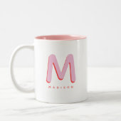 Modernes Niedlich Fun Individuelle Name 3D Monogra Zweifarbige Tasse (Links)