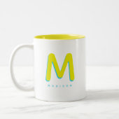 Modernes Niedlich Fun Individuelle Name 3D Monogra Zweifarbige Tasse (Links)