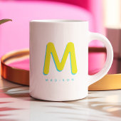Modernes Niedlich Fun Individuelle Name 3D Monogra Zweifarbige Tasse