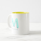 Modernes Niedlich Fun Individuelle Name 3D Monogra Zweifarbige Tasse (Vorderseite Links)