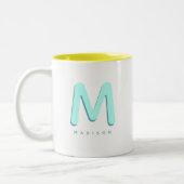 Modernes Niedlich Fun Individuelle Name 3D Monogra Zweifarbige Tasse (Links)