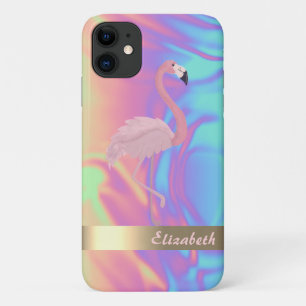 Modernes Niedlich rosa Flamingo Ombre Holographic Case-Mate iPhone Hülle