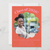 Modernes Niedlich rosa Orange Graduation Party Fot Einladung (Vorderseite)