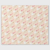 Modernes, Niedlich rosa Santa Holiday Muster Geschenkpapier (Flach)