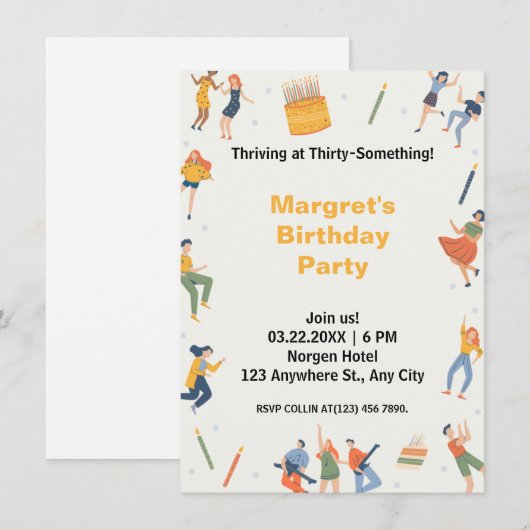 Modernes niedliche Geburtstag Party (Vorne/Hinten)