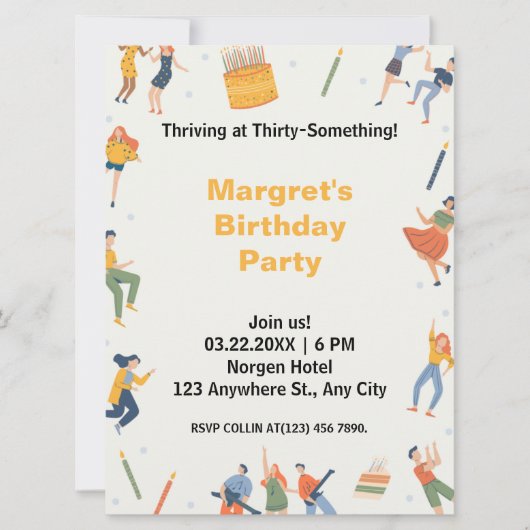 Modernes niedliche Geburtstag Party Einladung (Vorderseite)