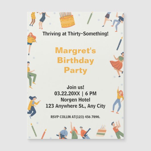 Modernes niedliche Geburtstag Party Magneteinladung (Vorderseite)