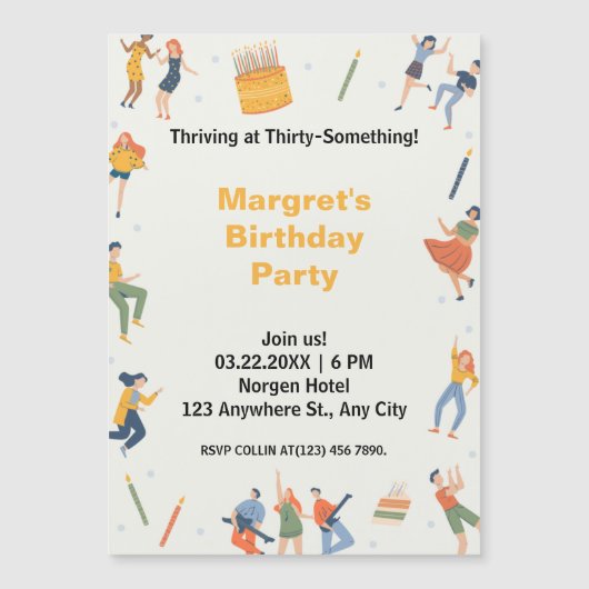Modernes niedliche Geburtstag Party Magneteinladung (Vorderseite)