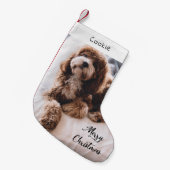 Modernes Niedlicher Hund Personalisiertes Foto Kleiner Weihnachtsstrumpf (Vorderansicht (hängend))