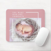 Modernes Niedliches Baby-Foto | Rosa und Weiß | An Mousepad (Mit Mouse)