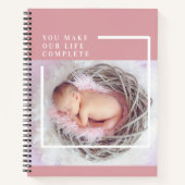 Modernes Niedliches Baby-Foto | Rosa und Weiß | An Notizblock (Vorderseite)