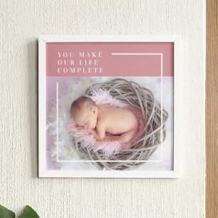 Modernes Niedliches Baby-Foto Rosa und Weiß An Poster