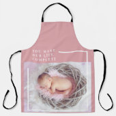 Modernes Niedliches Baby-Foto | Rosa und Weiß | An Schürze (Vorderseite)