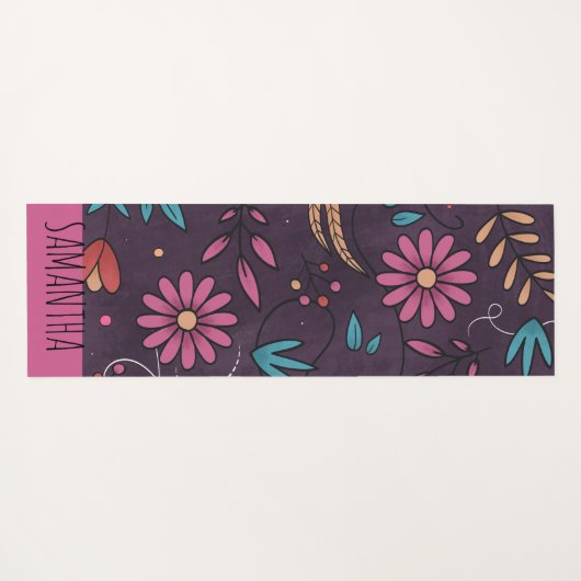 Modernes Niedliches Big Floral Muster Personalisie Yogamatte (Rückseite (Horizontal))