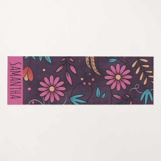 Modernes Niedliches Big Floral Muster Personalisie Yogamatte (Vorderseite (Horizontal))