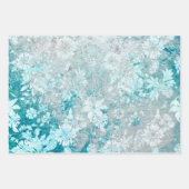 Modernes Niedliches Blue Icy Glitzer Blumenmuster  Geschenkpapier Set (Vorderseite 3)