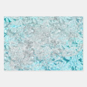 Modernes Niedliches Blue Icy Glitzer Blumenmuster  Geschenkpapier Set (Vorderseite)
