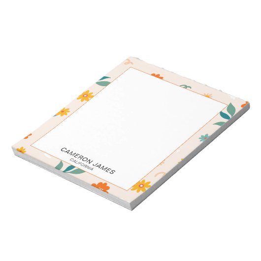 Modernes Niedliches Blumenmuster Notizblock (Rotiert)