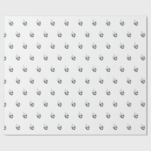 Modernes niedliches Dreidel-Schwarz-Muster Hanukka Geschenkpapier (Flach)