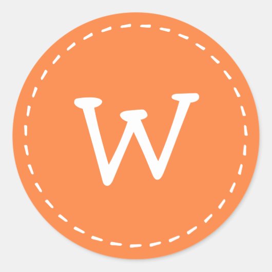 Modernes Niedliches Einfach-Stitch-Monogramm Runder Aufkleber (Vorderseite)