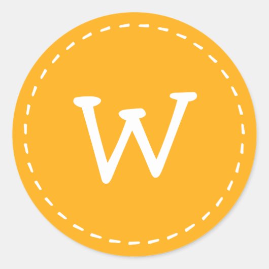 Modernes Niedliches Einfach-Stitch-Monogramm Runder Aufkleber (Vorderseite)