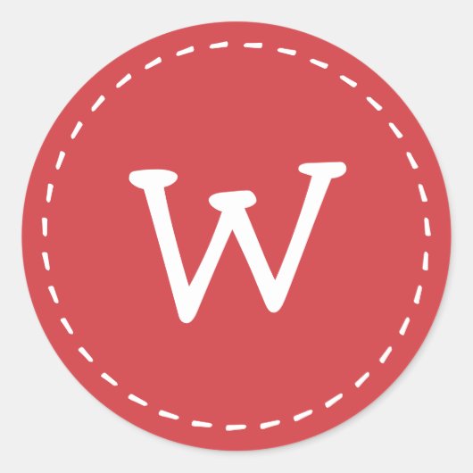 Modernes Niedliches Einfach-Stitch-Monogramm Runder Aufkleber (Vorderseite)