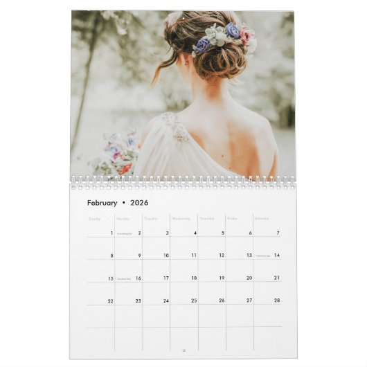 Modernes Niedliches Foto Mr. & Mrs. Black and Gold Kalender (Feb 2026)