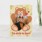 Modernes Niedliches Gelbes Teddybär Herzkranz Foto Karte (Vorderseite)