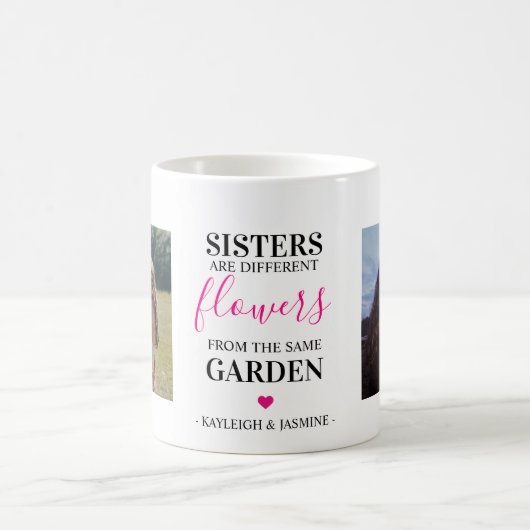 Modernes Niedliches Girly Sister Foto Kaffeetasse (Mittel)