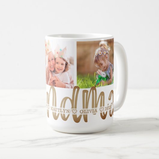 Modernes Niedliches GRANDMA 3 Foto Personalisiert Kaffeetasse (VorderseiteRechts)