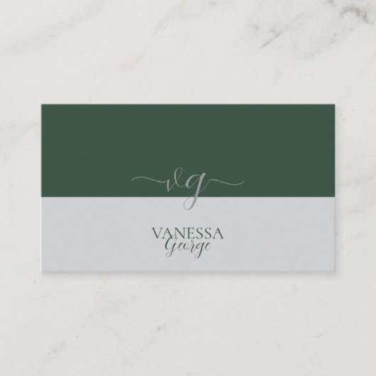 Modernes, Niedliches Green Gray Monogram Custom Visitenkarte (Vorderseite)