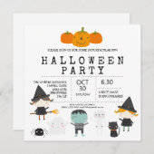Modernes, niedliches Halloween-Party mit Spaß Einladung (Vorne/Hinten)