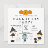 Modernes, niedliches Halloween-Party mit Spaß Einladung (Vorderseite)