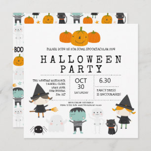 Modernes, niedliches Halloween-Party mit Spaß Einladung