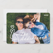 Modernes Niedliches Herzhandzeichen Maßgeschneider Feiertagskarte (Vorderseite)