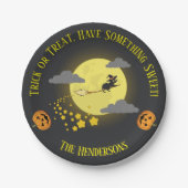 Modernes Niedliches Hexenkatze Halloween Kids Part Pappteller (Vorderseite)