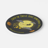 Modernes Niedliches Hexenkatze Halloween Kids Part Pappteller (Schrägansicht)