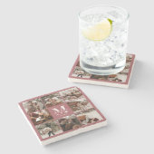 Modernes Niedliches Monogramm - Erstname und Foto Steinuntersetzer (Seitenansicht)