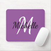 Modernes Niedliches Monogramm Initial + Name Lila  Mousepad (Mit Mouse)